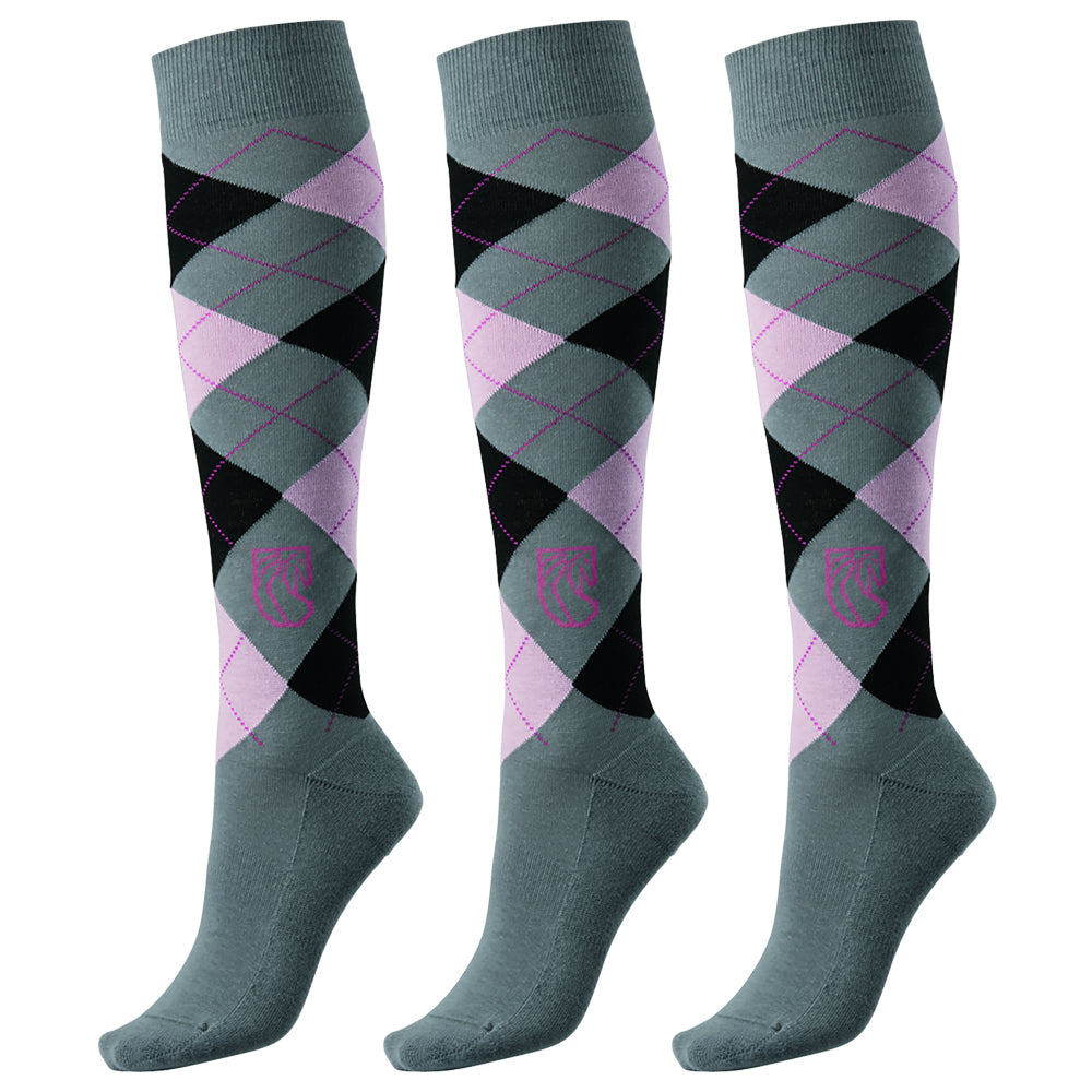 Pramoda Damalı Binici Çorabı 3'lü Paket (Pembe)